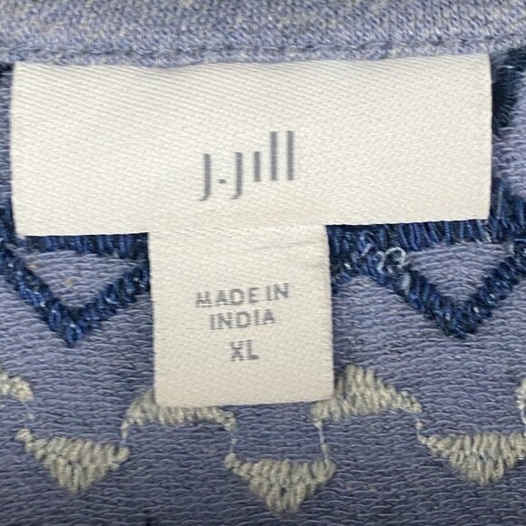 J. Jill Heathered Blue Fair Isle Embroidered Sweater Womens XL Pullover - Picture 4 of 9